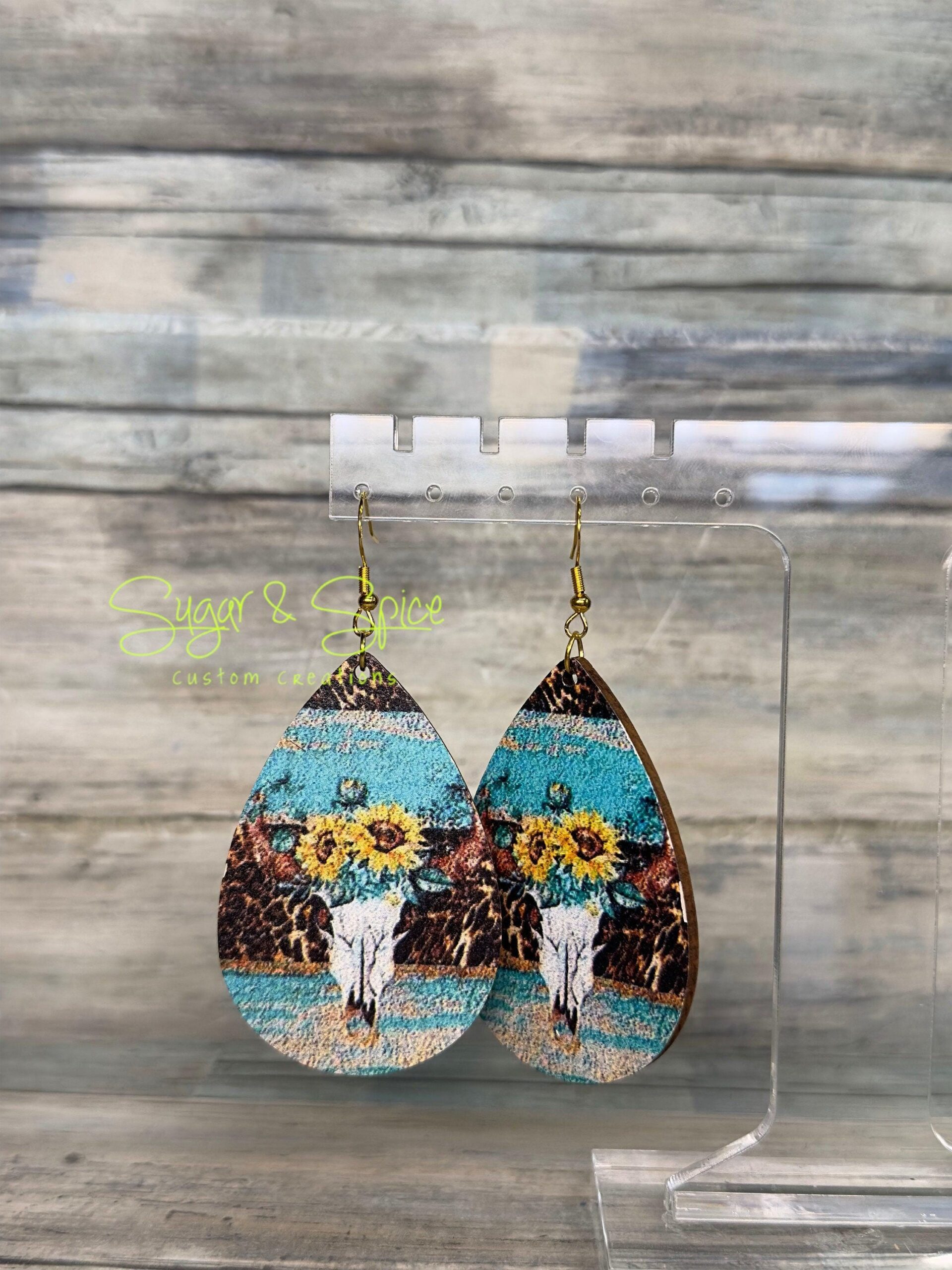Various Faux Leather Western Teardrop Earrings - Image 7