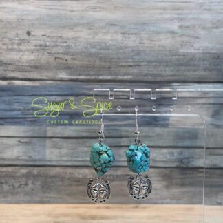 Turquoise and Howlite Nugget Strand Earrings
