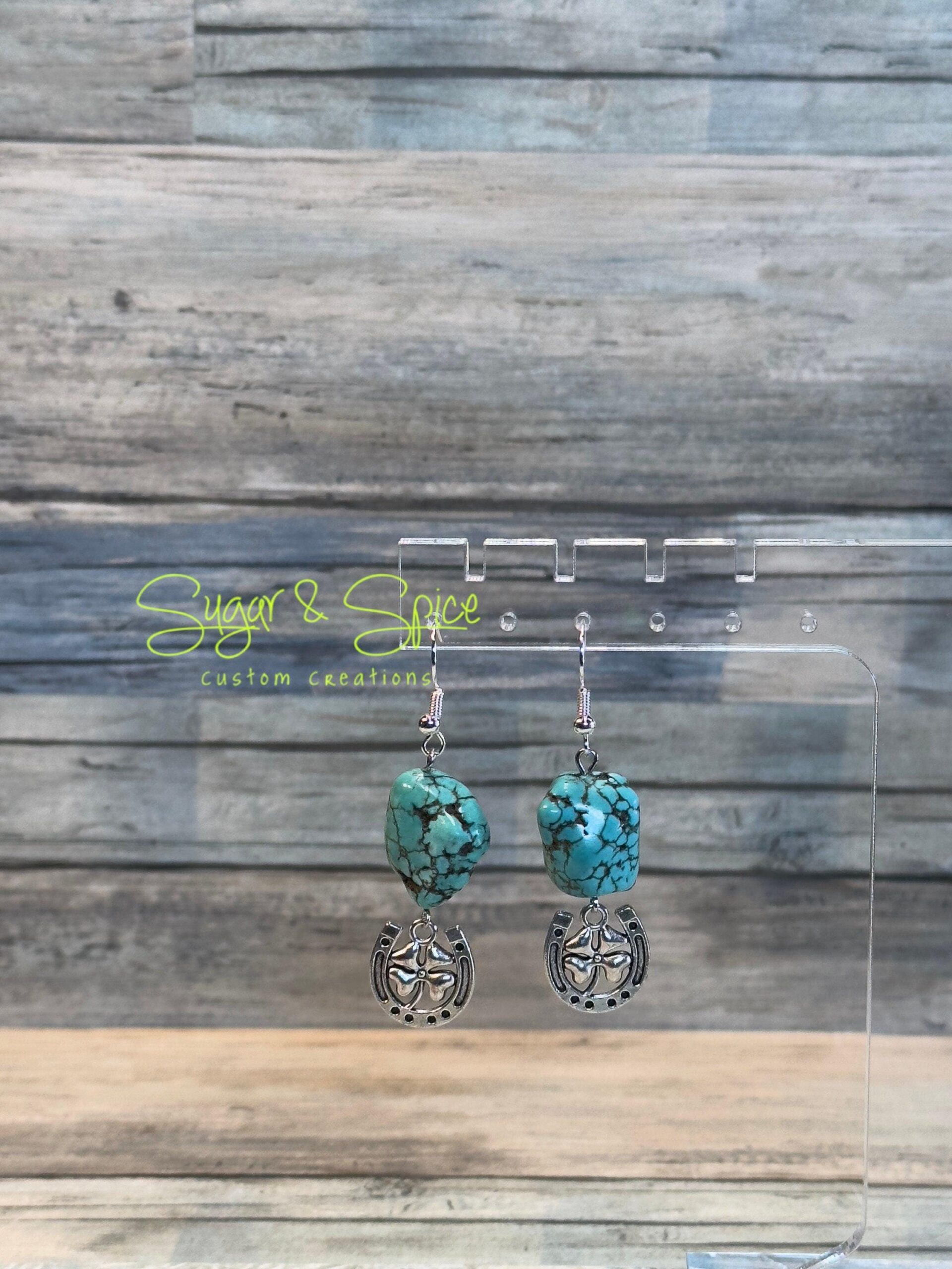 Turquoise and Howlite Nugget Strand Earrings