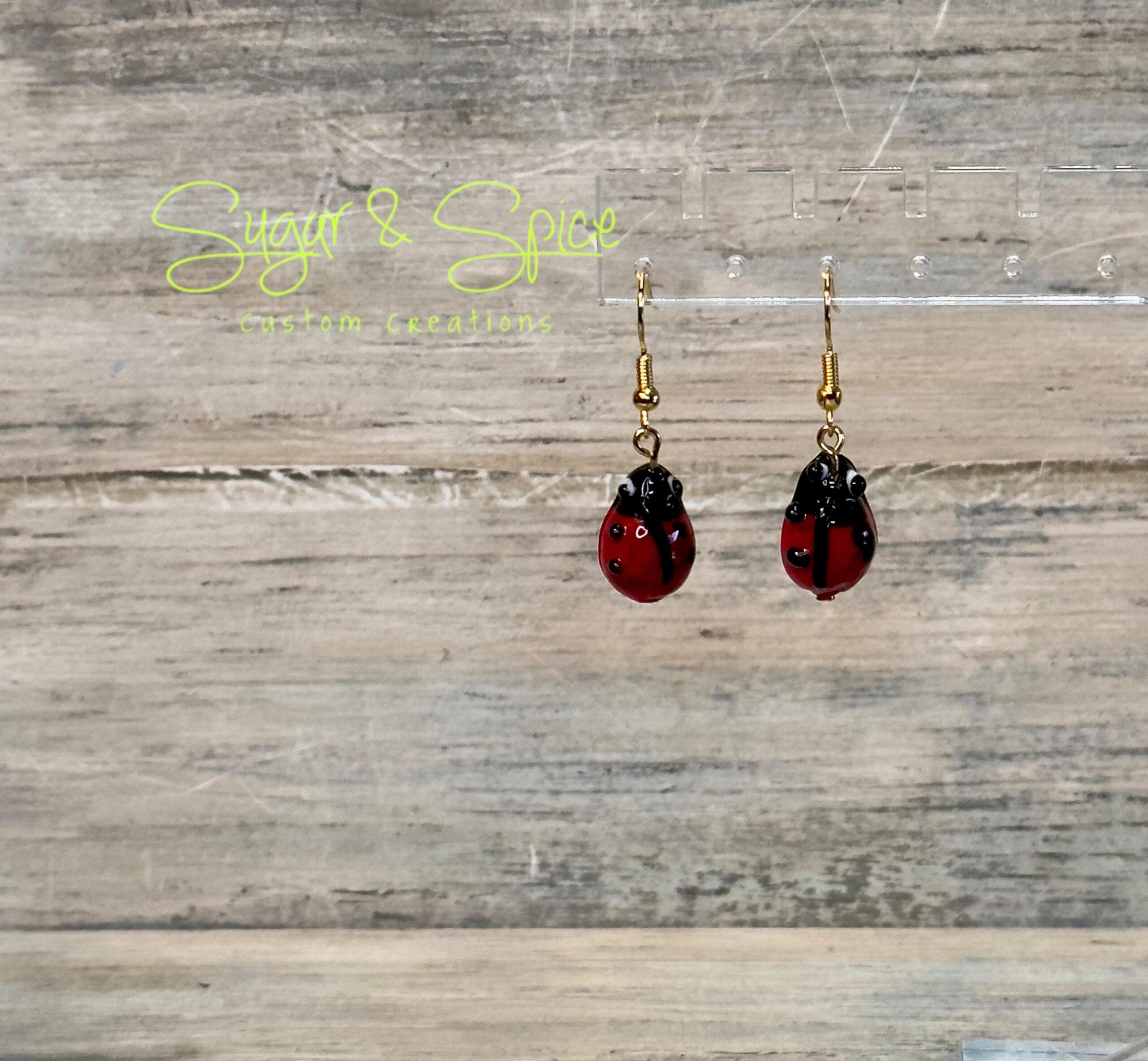 Glass Ladybug Earrings - Image 2
