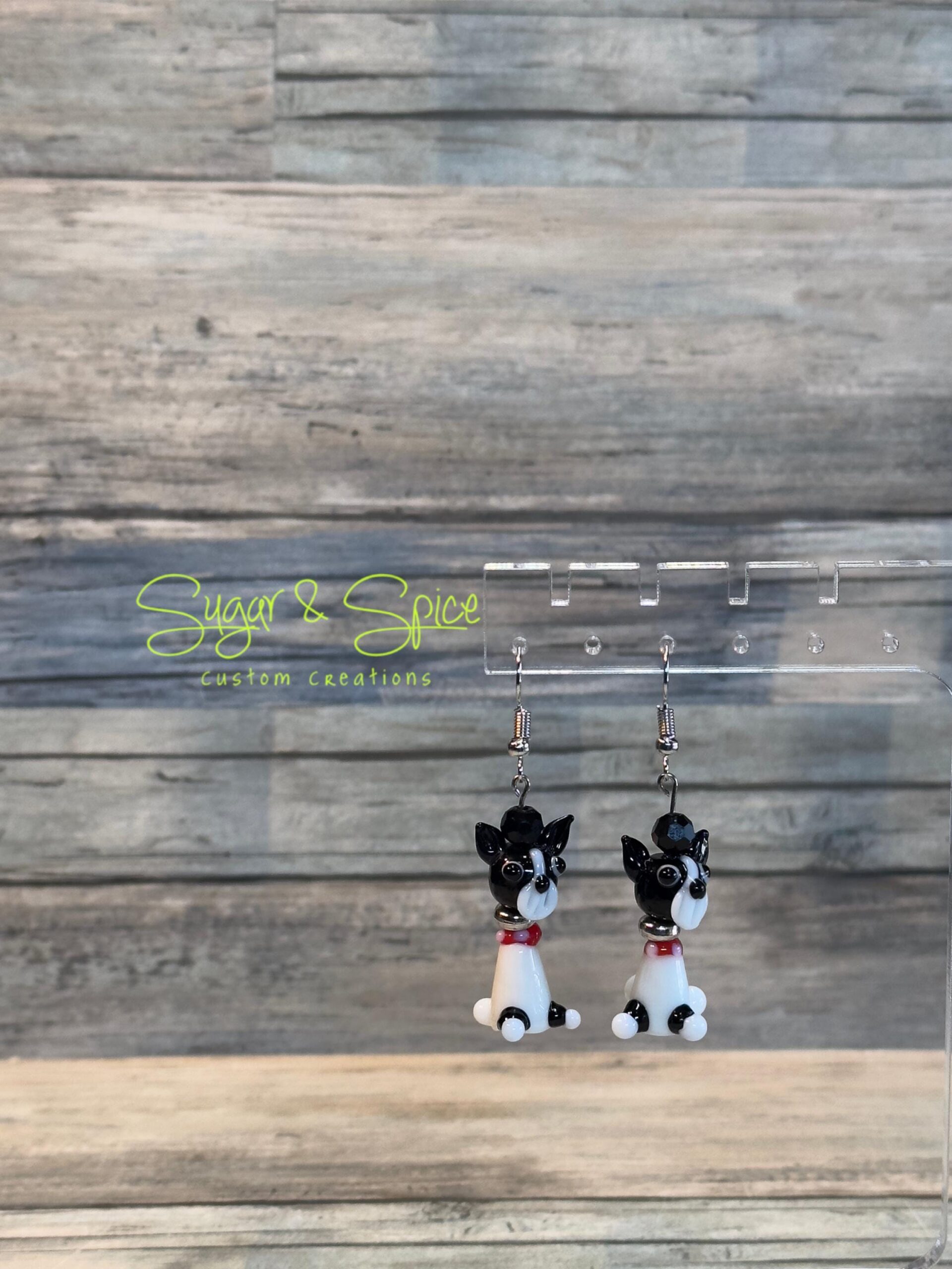 Glass Boston Terrier Earrings - Image 2