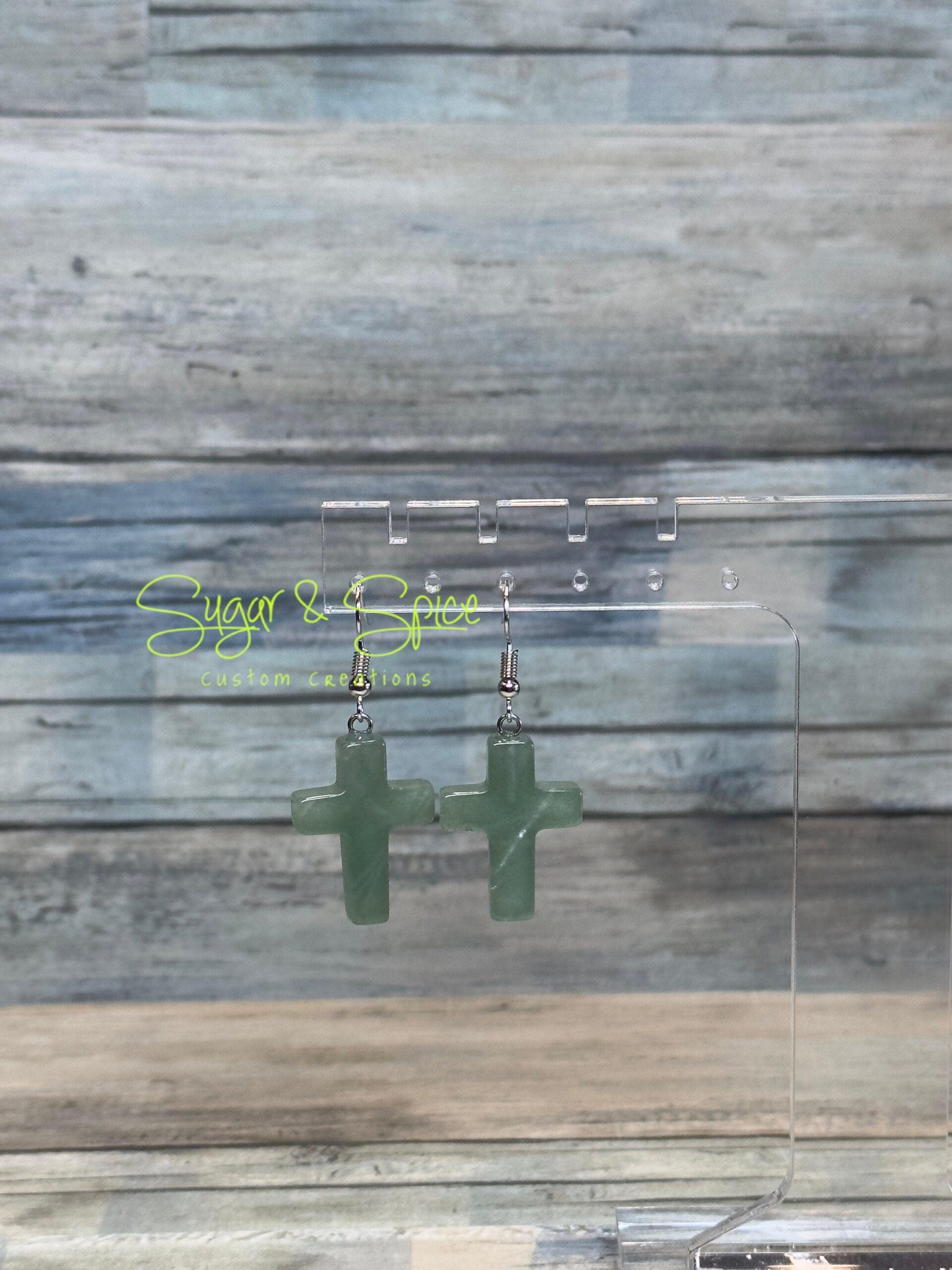 Gemstone Cross Earrings - Image 8
