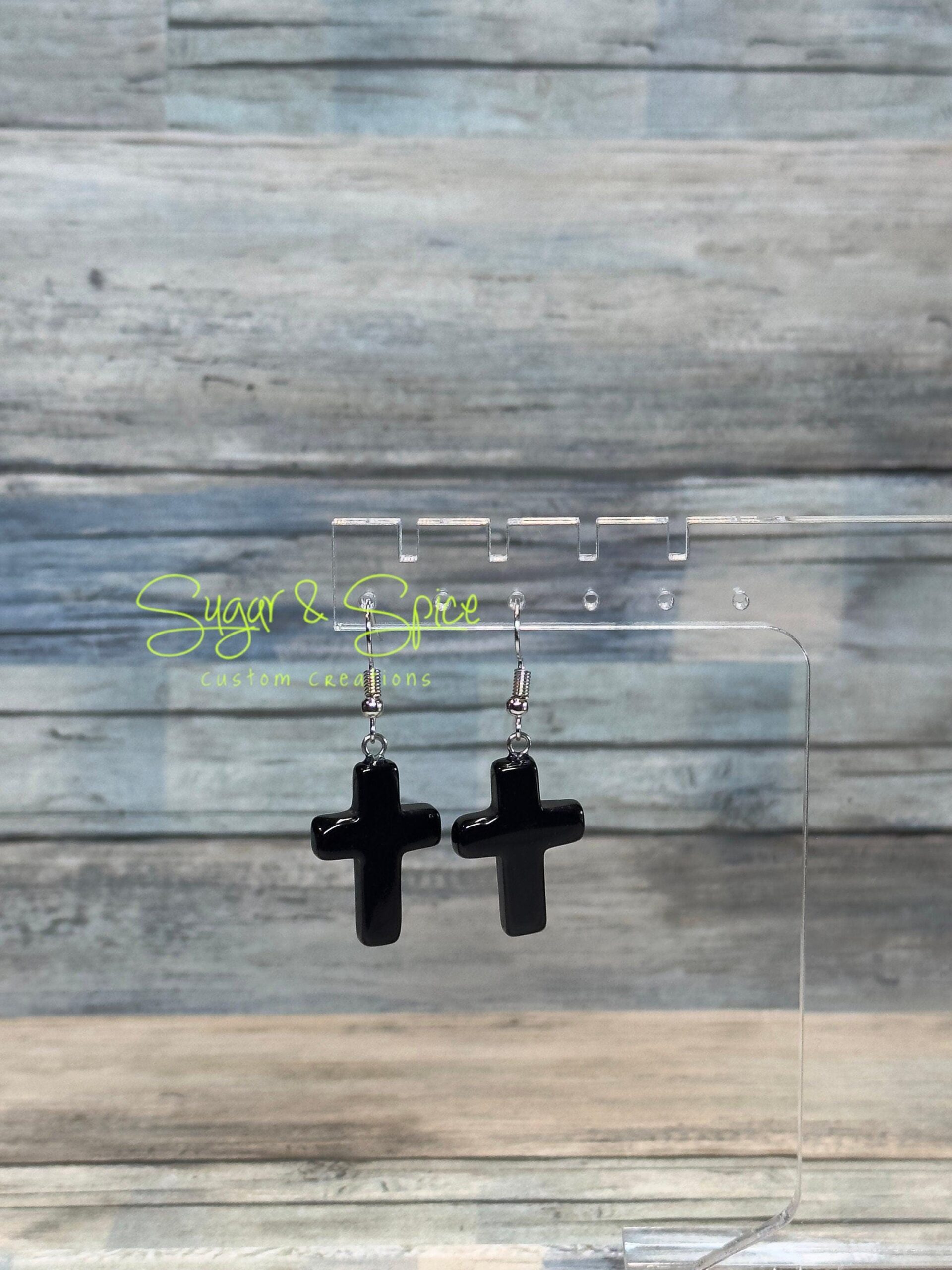 Gemstone Cross Earrings - Image 5