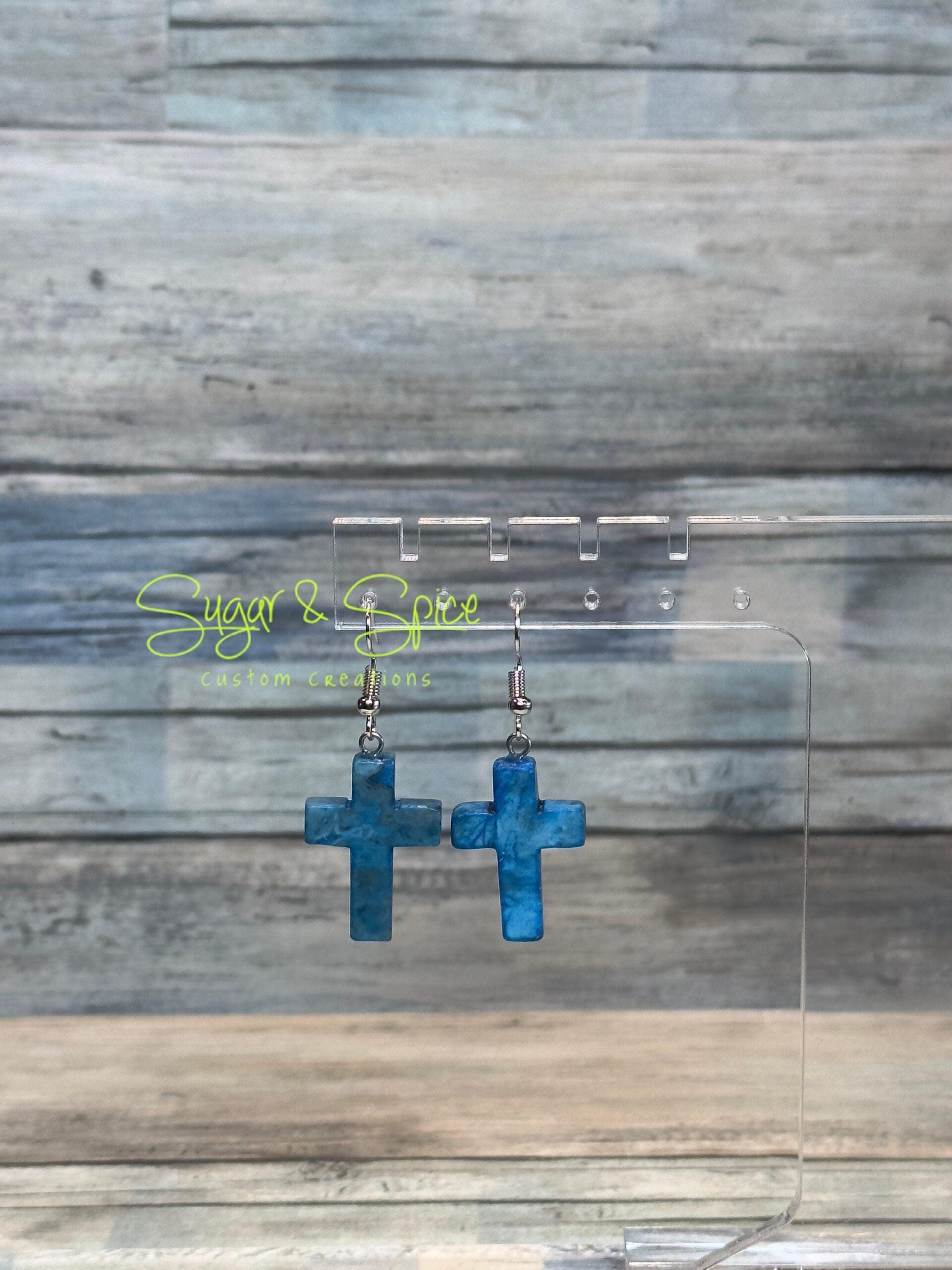 Gemstone Cross Earrings - Image 4