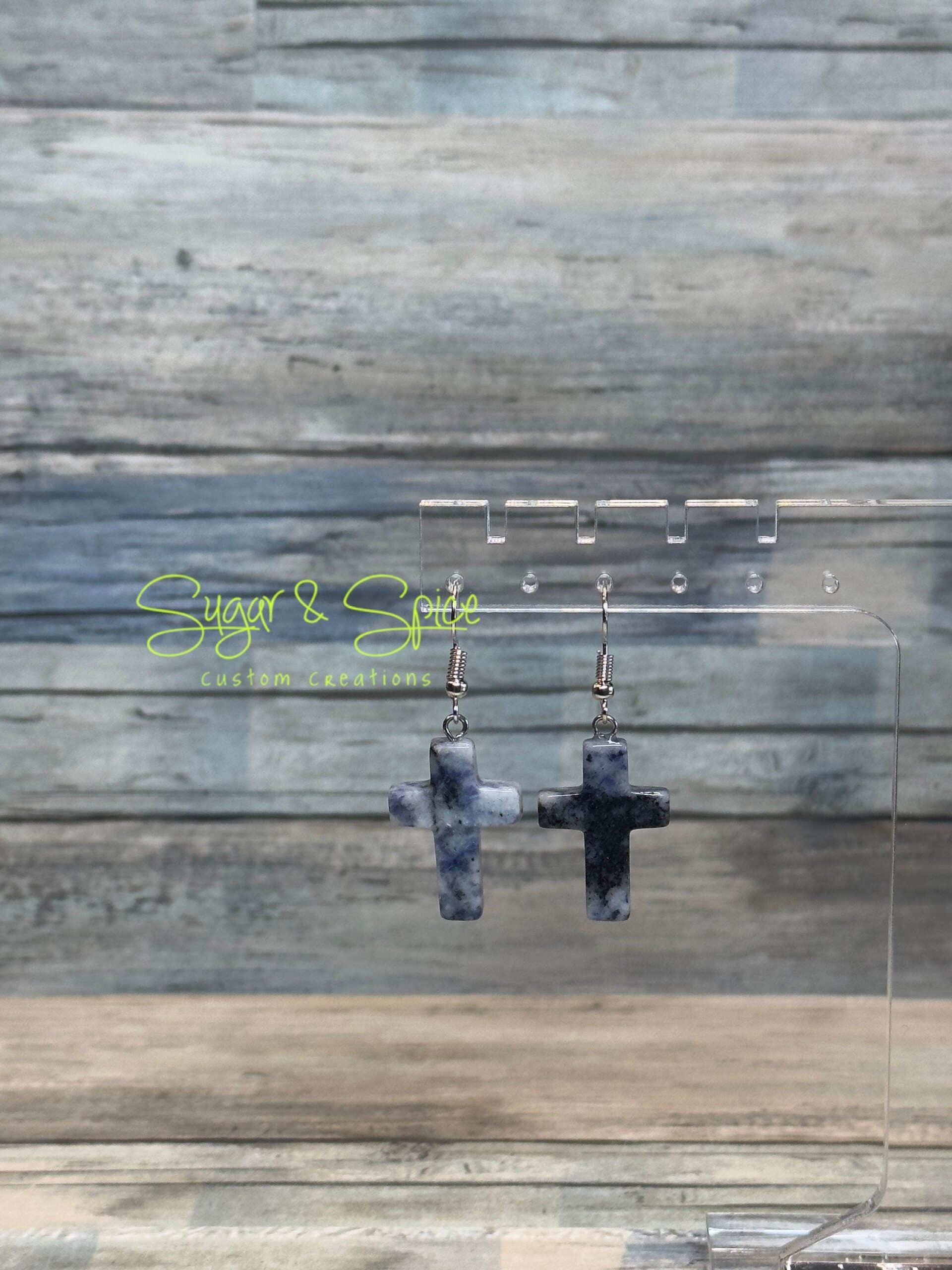 Gemstone Cross Earrings - Image 9