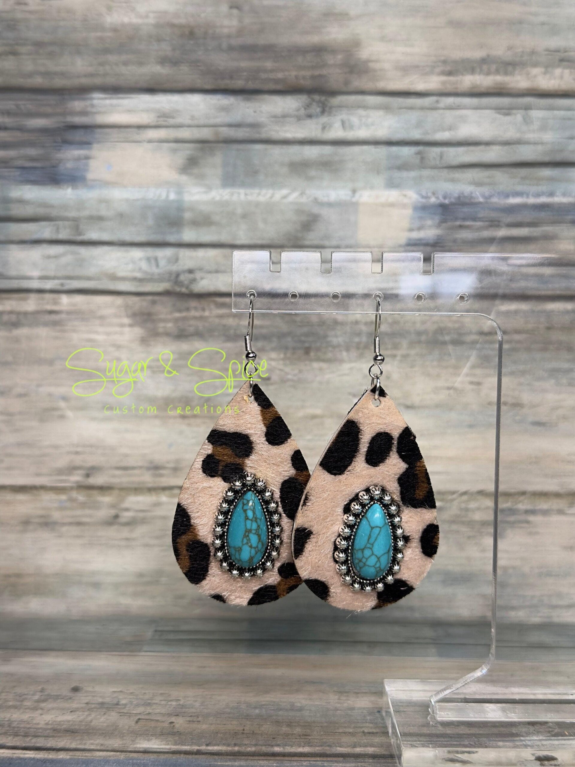 Various Faux Leather Western Teardrop Earrings - Image 4
