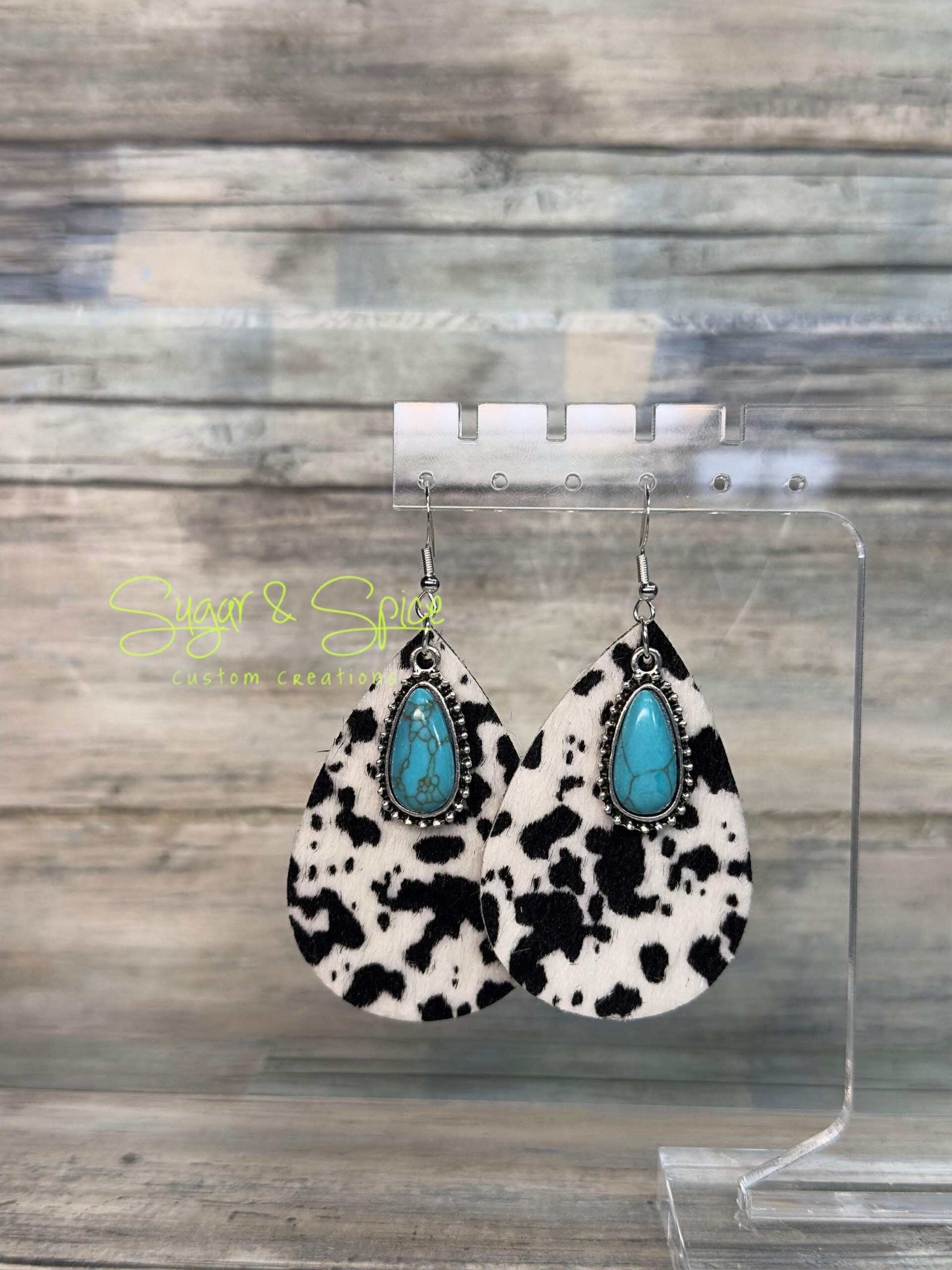 Various Faux Leather Western Teardrop Earrings - Image 6