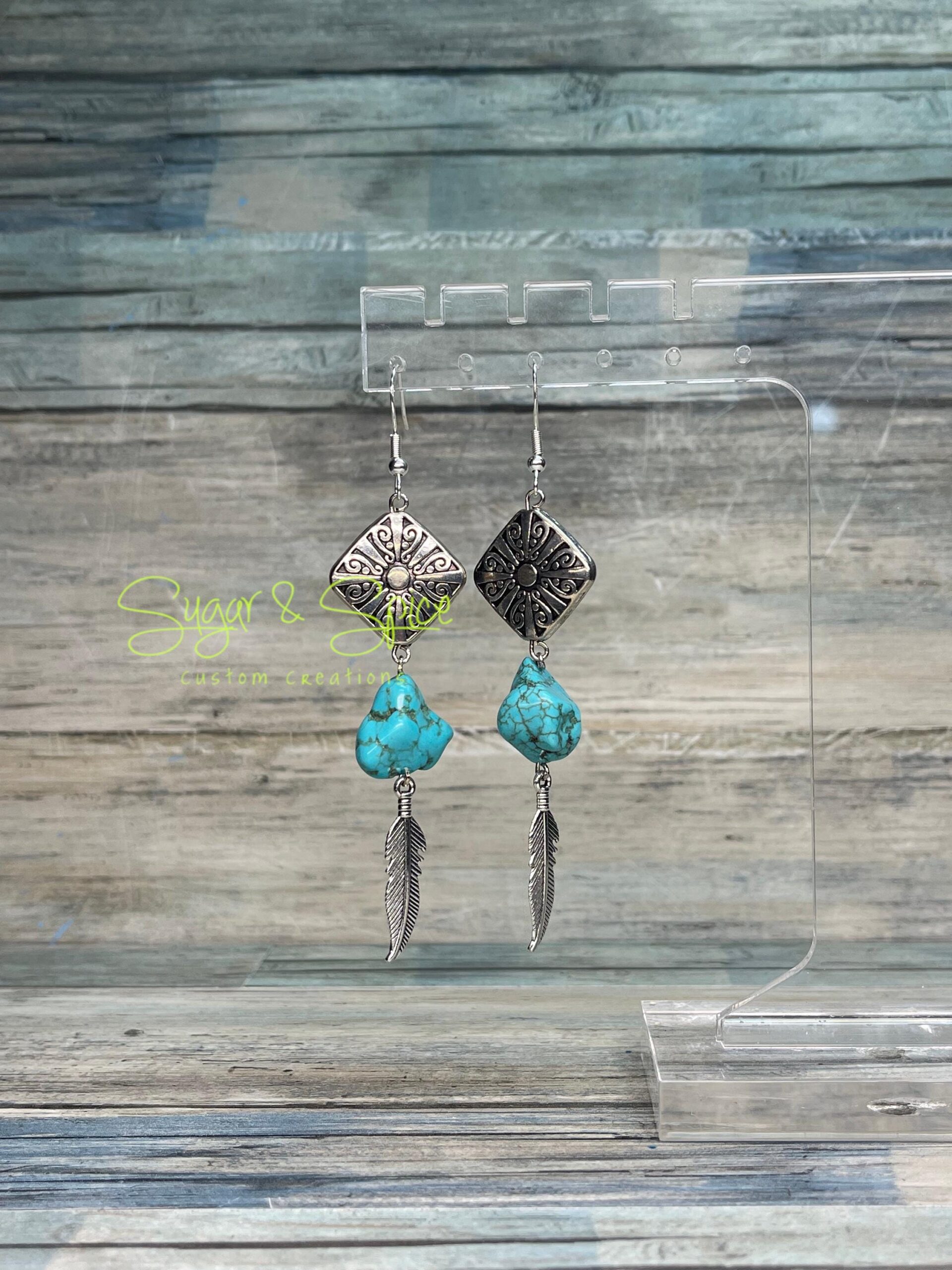 Turquoise and Howlite Nugget Strand Earrings - Image 3