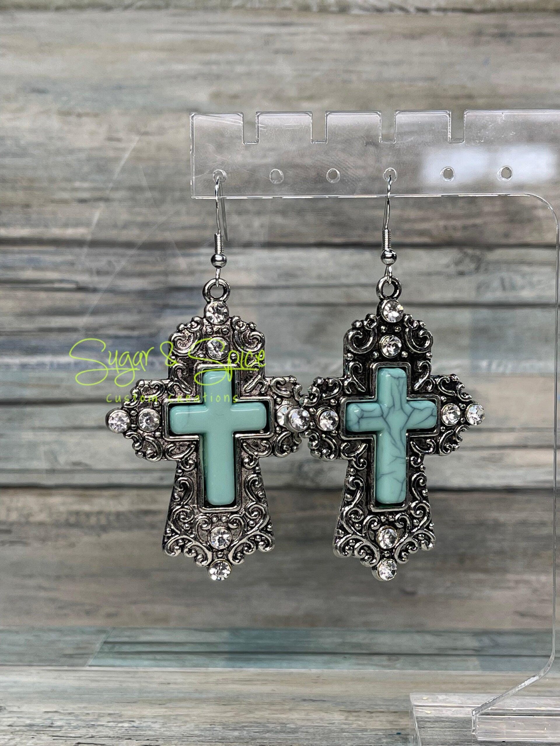 Turquoise Cross Earrings