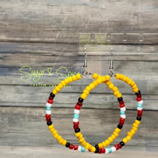 Glass Seed Bead Hoop Earrings