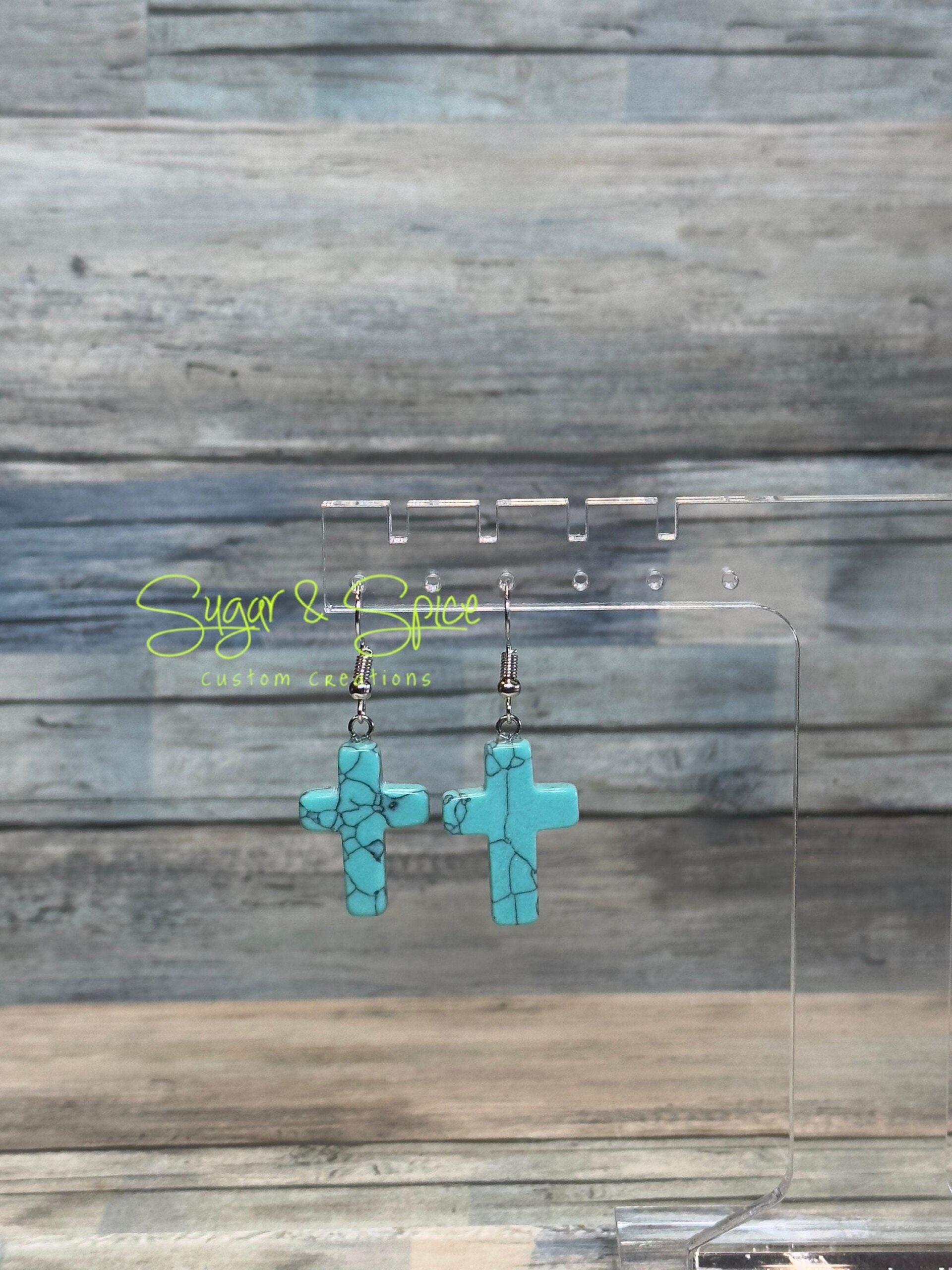 Gemstone Cross Earrings - Image 6