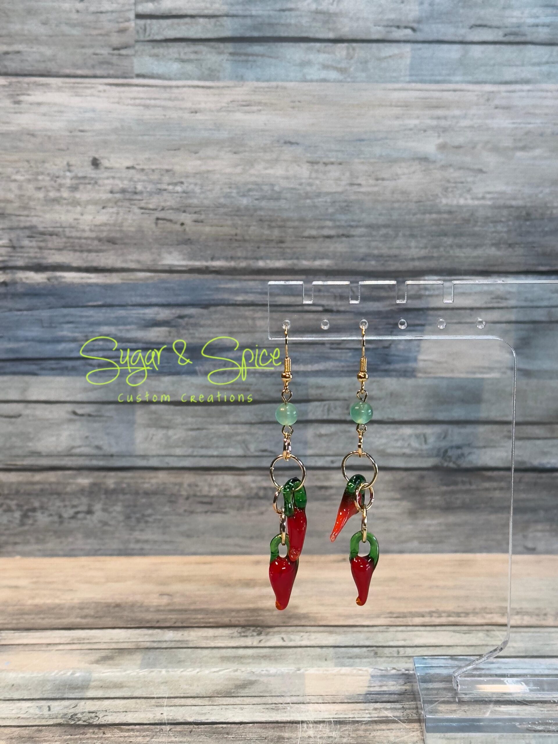 Glass Hot Pepper Dangle Earrings