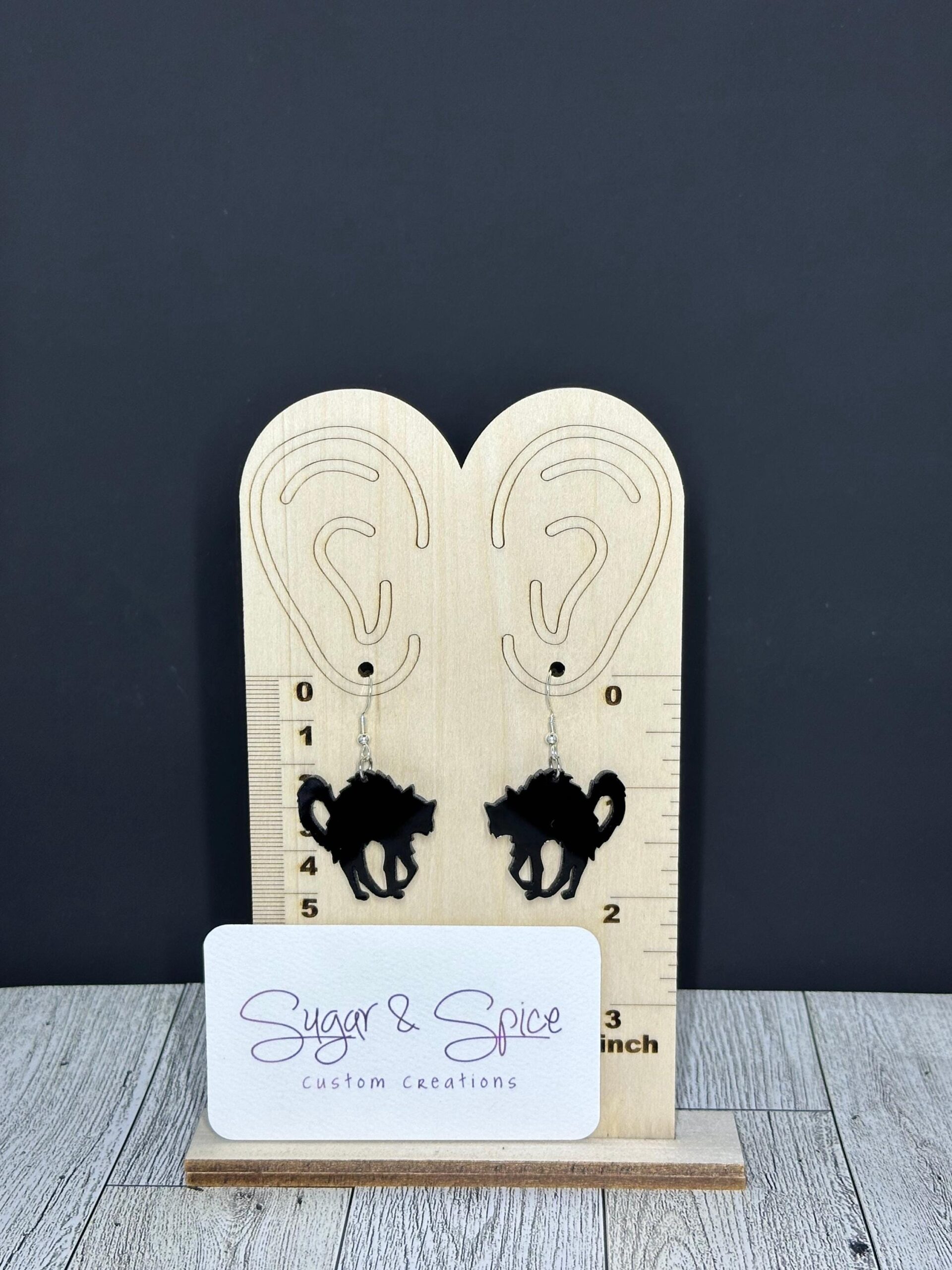 Black Acrylic Halloween Earrings - Image 5