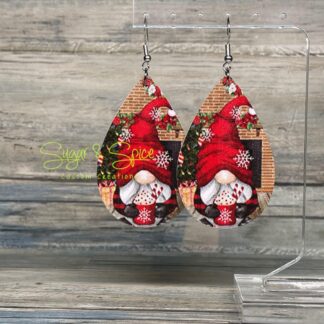 Winter/Christmas Dangle Faux Leather Earrings