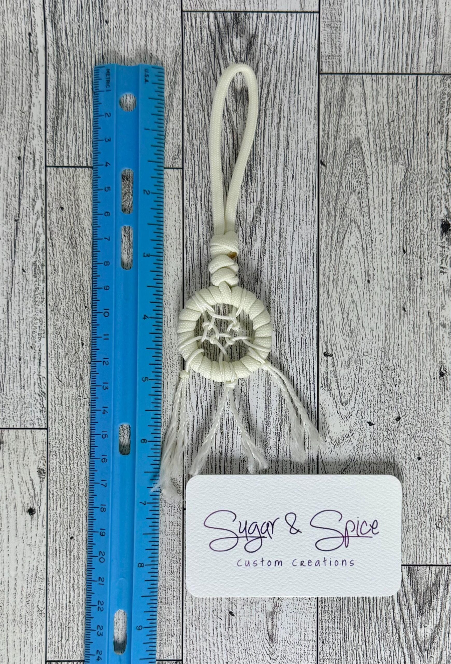 Glow In The Dark Mini Paracord Dream Catcher Keychain / Charm - Image 2